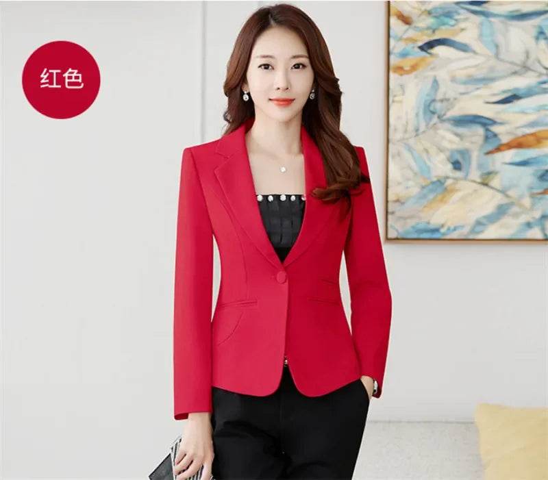 High-quality Women Blazers Jacket Fall Office Lady Business Formal Wear Small Suit Single Button Blazer Coat Mujer - AIAZ