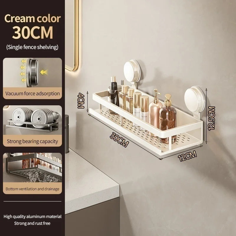 No Need To Drill Suction Cup Bathroom Storage Rack, Wall-mounted Oganizing Rack Cosmetic Storage Rack, Kitchen Storage Rack