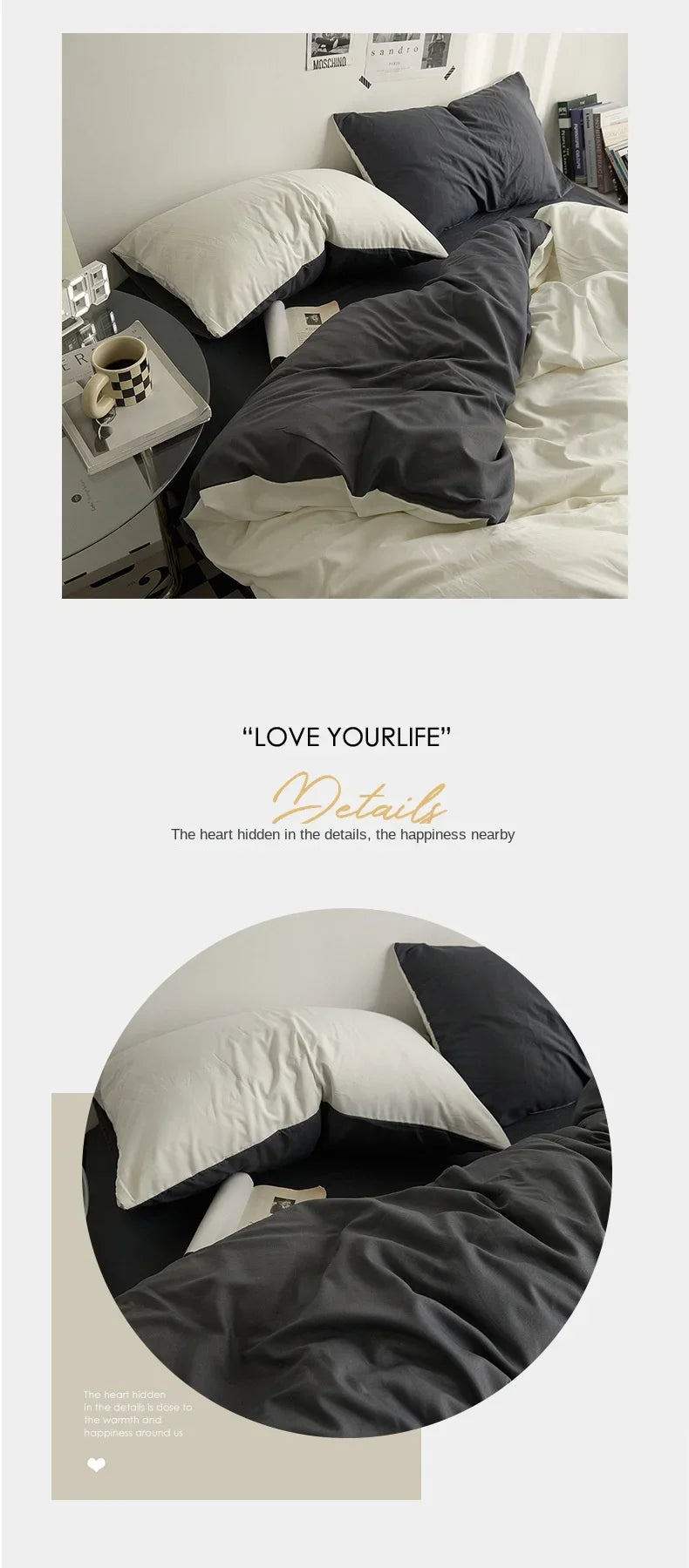 High Quality Solid Color Double Washed Cotton Bedding 4 Pieces Set Student Dormitory Bed Linen Duvet Set Bed Suit