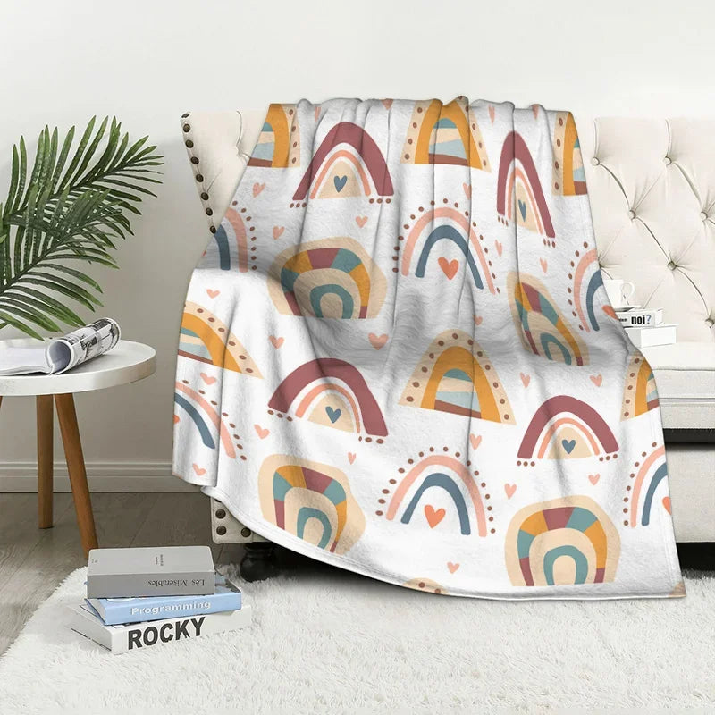 Home decoration plush Throw Sofa blanket Bedspread bed fluffy soft blankets decor Plaid Modern nordic rainbow cute winter