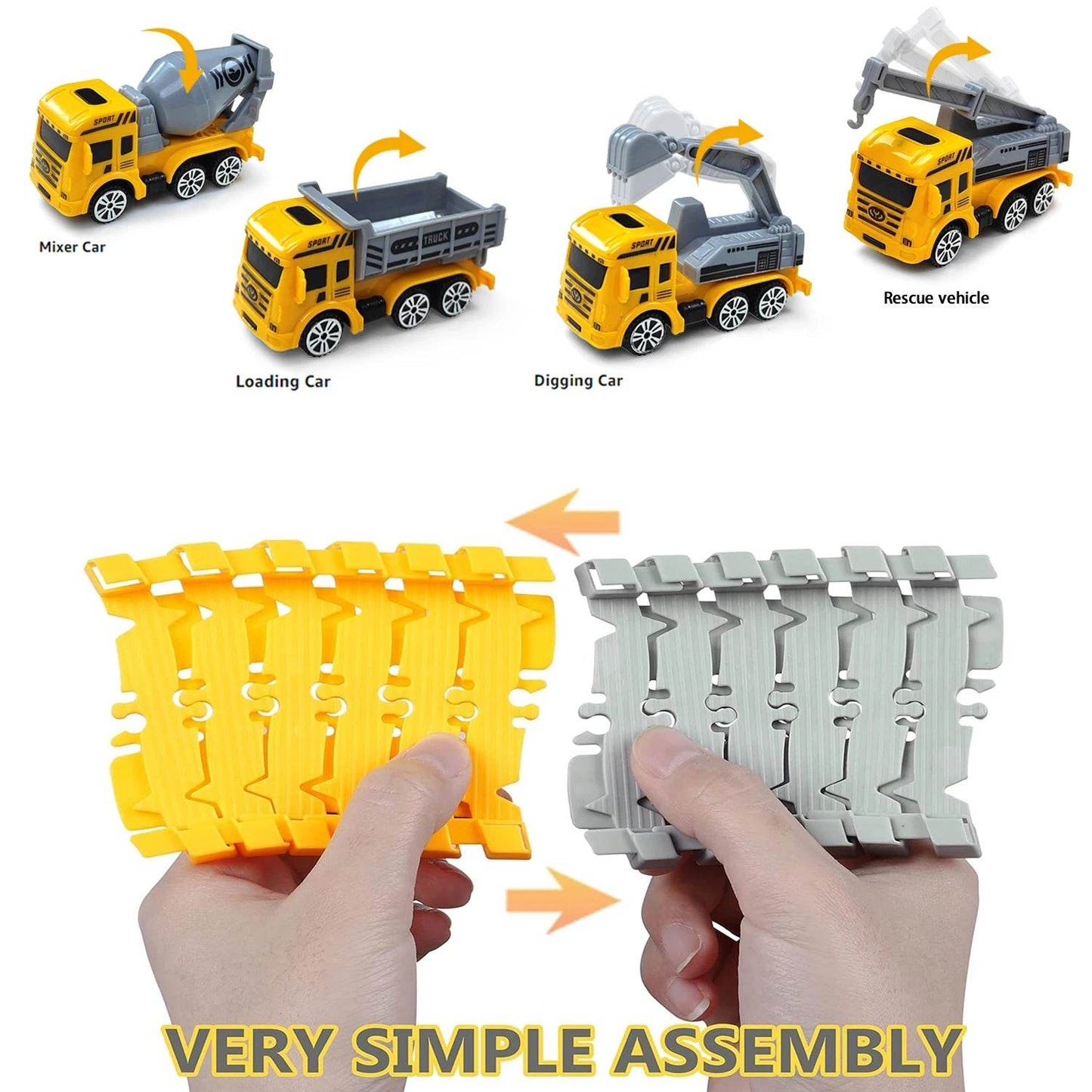 Children Electric Track Toy Car Engineering Minin Car Set Kids Puzzle Boy Toys Track Car Anti-gravity Track Train Gift for Kid - AIAZ