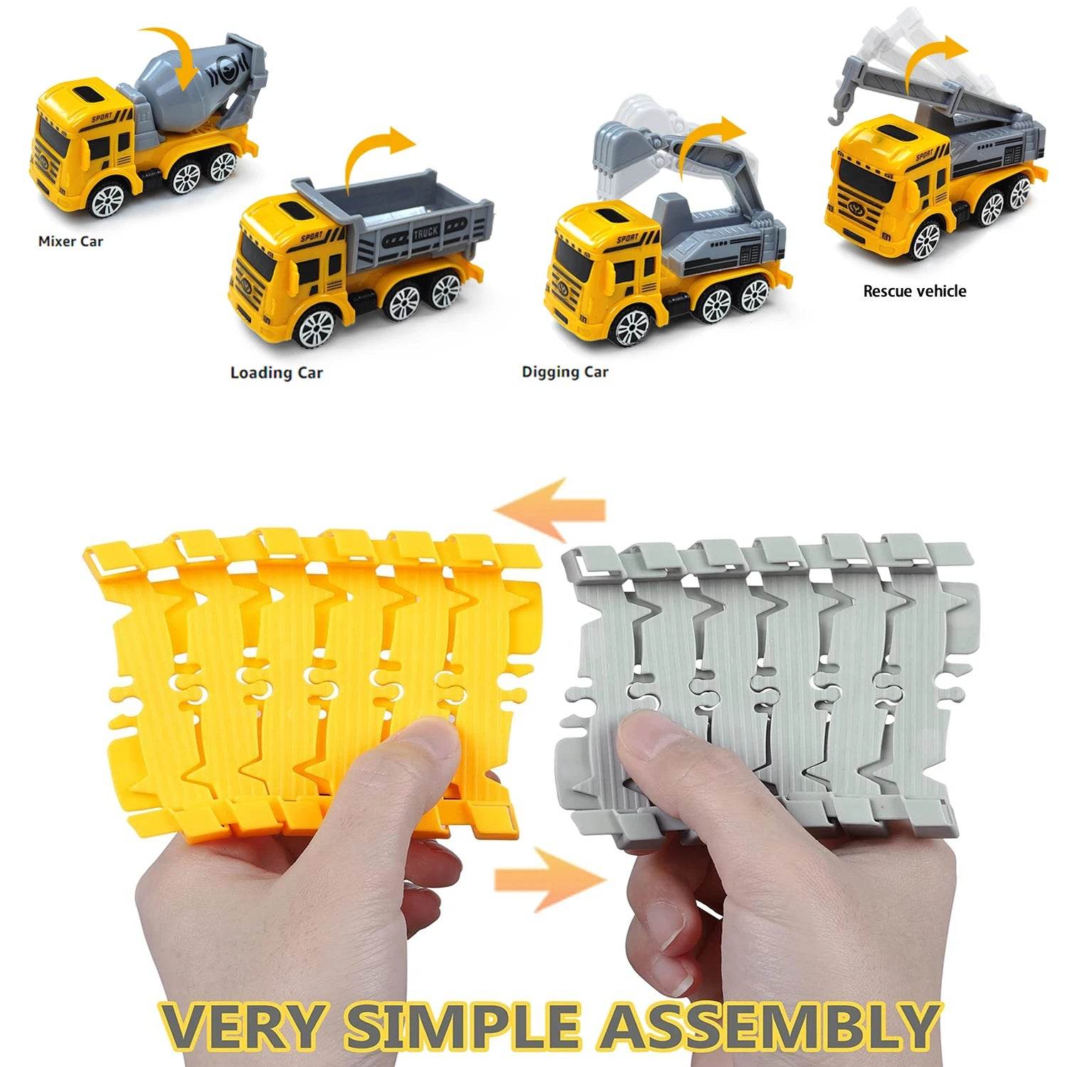 Children Electric Track Toy Car Engineering Minin Car Set Kids Puzzle Boy Toys Track Car Anti-gravity Track Train Gift for Kid - AIAZ