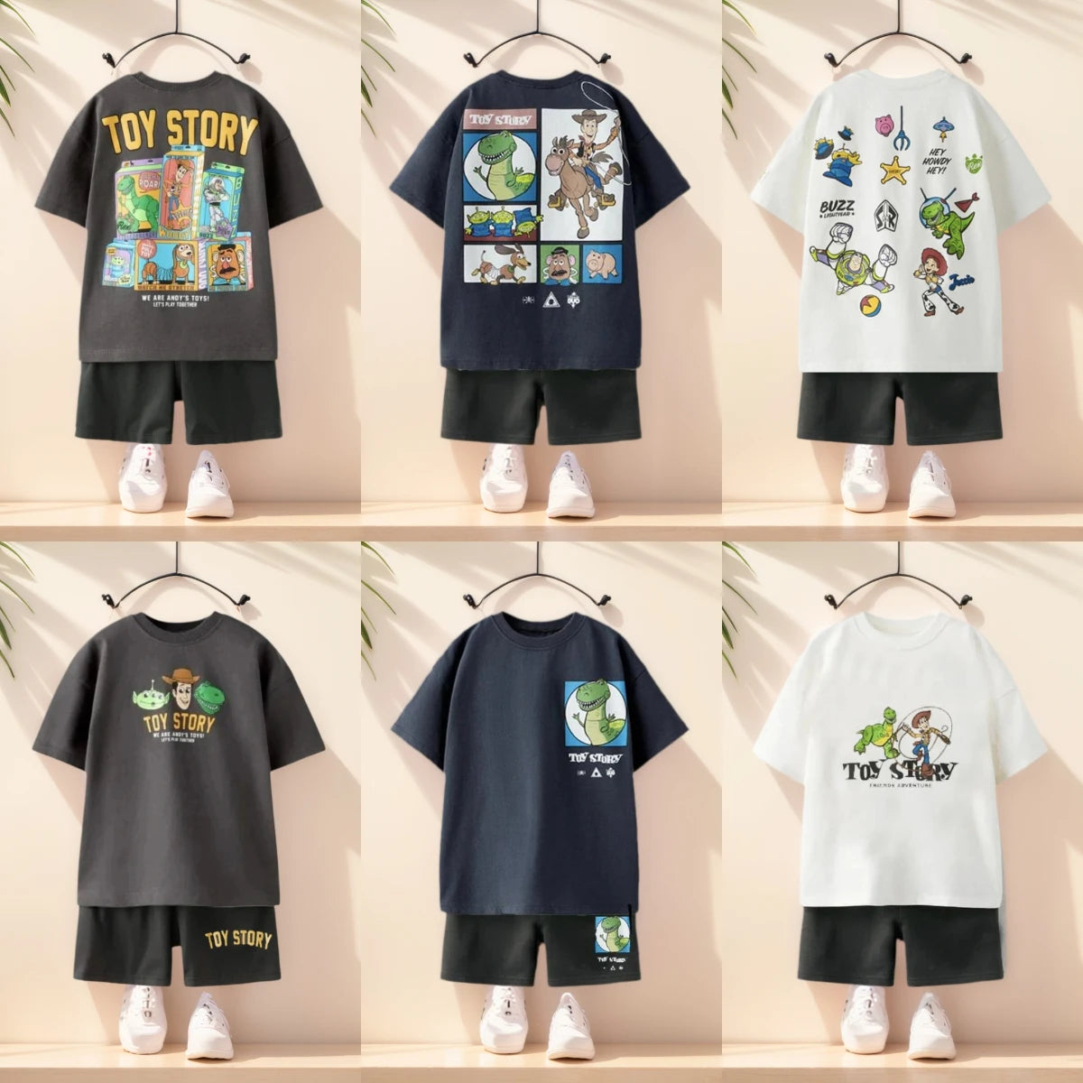 2pcs Summer Child Costume Toy Story Tshirt+shorts Set Casual Sports Clothes Trendy Short Sleeve Outfits Outer Wear For Kids Boy