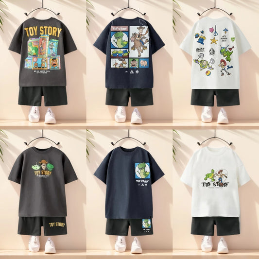 2pcs Summer Child Costume Toy Story Tshirt+shorts Set Casual Sports Clothes Trendy Short Sleeve Outfits Outer Wear For Kids Boy