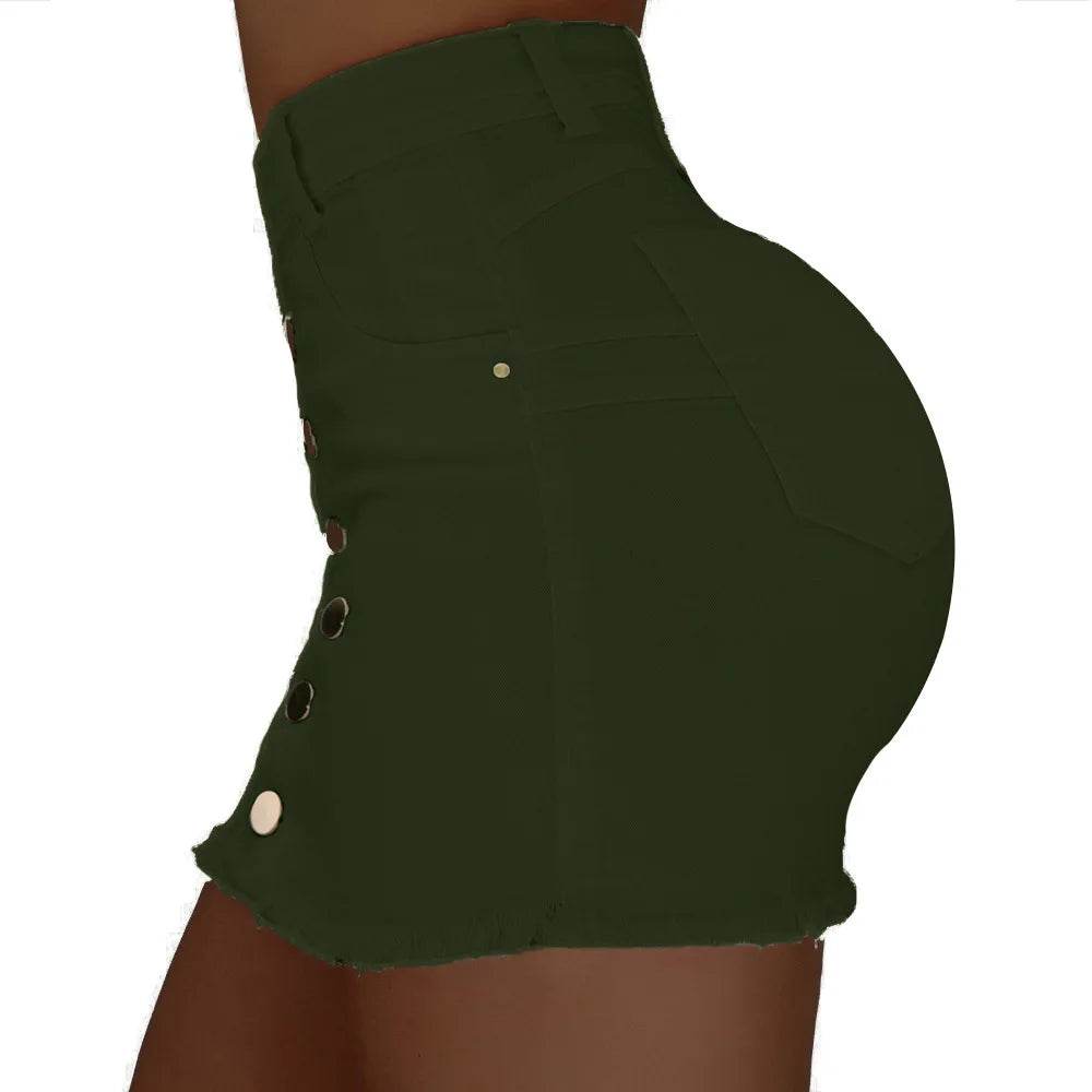 Women's Clothing Skirts 2025 new casual fashion high waist solid color hip hugging short skirt denim single breasted half skirt - AIAZ