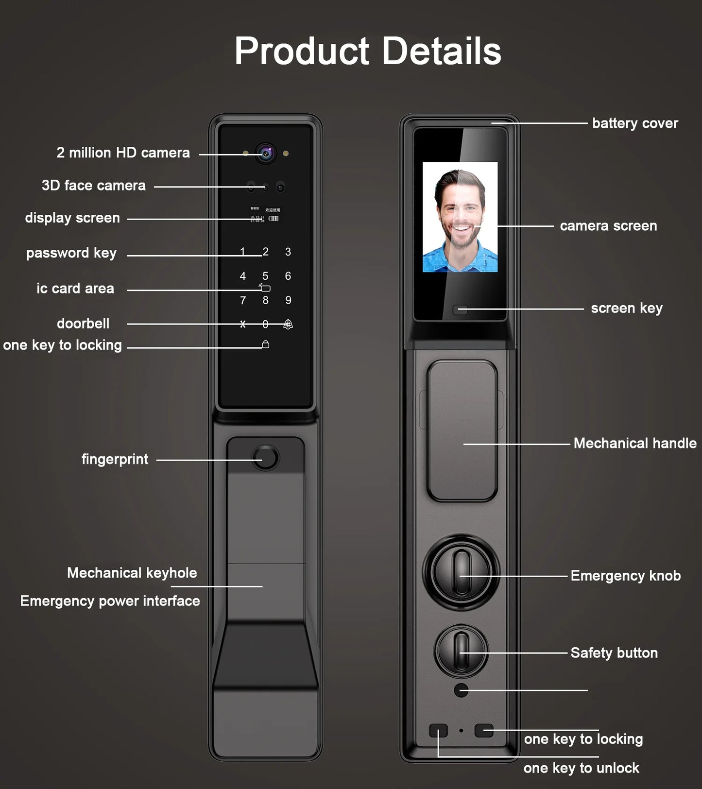 Tuya APP Facial Fingerprint Password With Camera Smart Door Lock Remote Voice Intercom Electronic Door Lock Fully Automatic