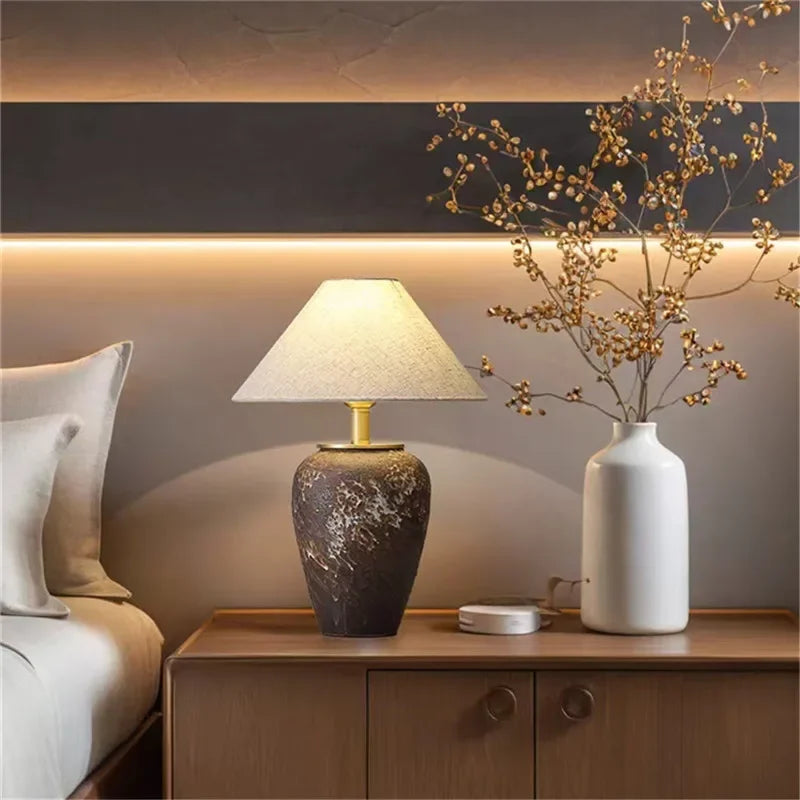 ULANI Contemporary Ceramic Table Lamp American Retro Creativity Living Room Bedroom Study Villa Hotel Homestay Desk Light