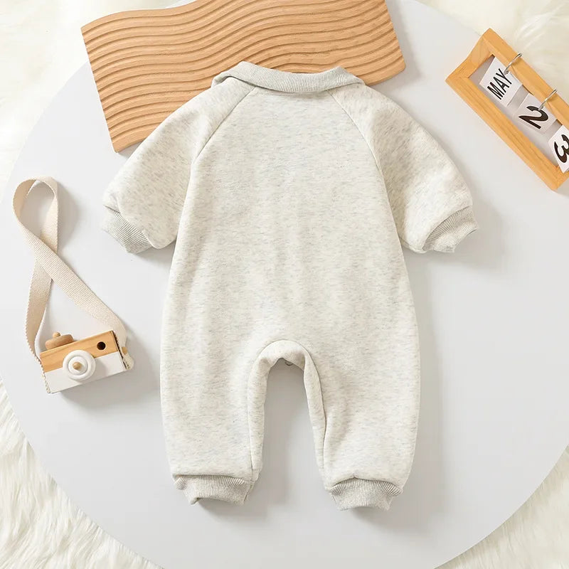 2024 Autumn Winter Baby Rompers Thick Lining Boys Jumpsuits Fur Lining Toddler Clothes Boys Outfit