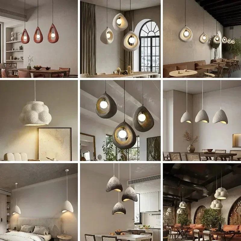 Japanese Wabi Sabi Pendant Light Nordic Dining Room Ceiling Chandelier Home Decor Bar Table Kitchen Island Creative Hanging Lamp