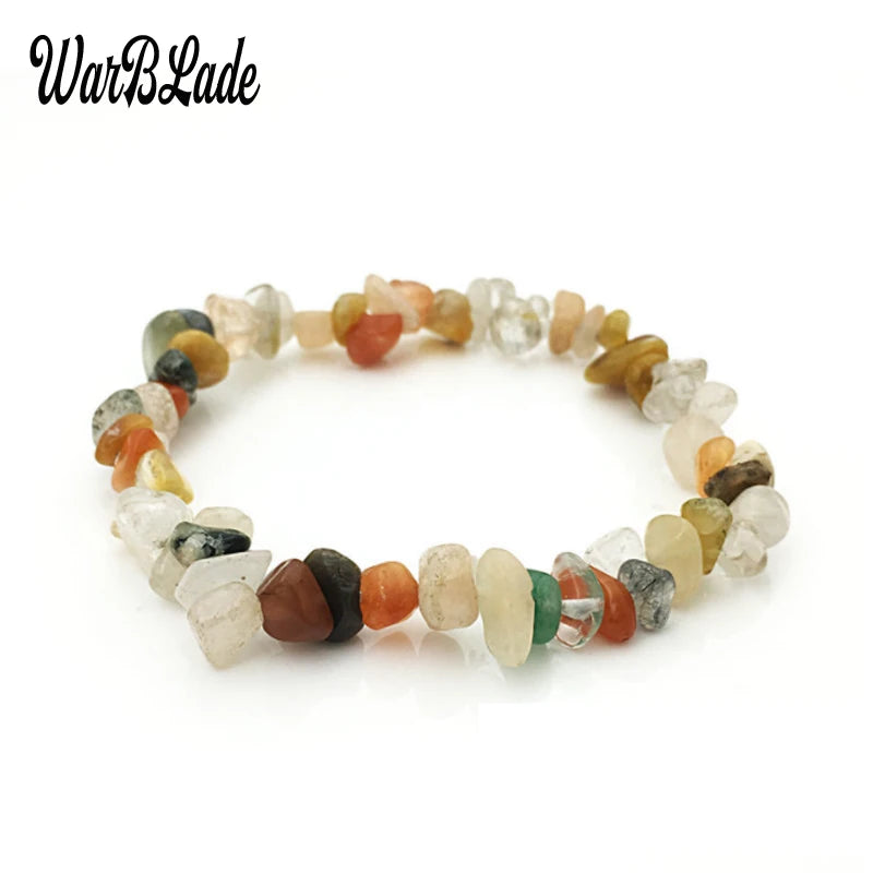New Women Bracelets Bangles Natural Gem Stone Bracelet Irregular Stretch Chip Beads Nuggets Bracelets Bangles Crystal Wristband