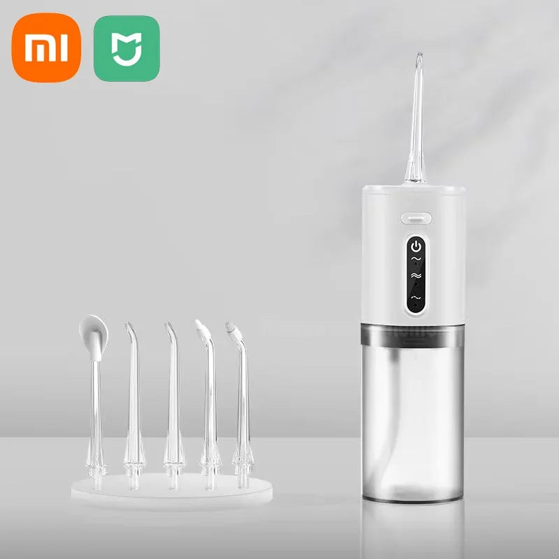 Xiaomi Dental Oral Irrigator 5 Nozzle Portable Dental Water Flosser USB Rechargeable 280ml Three frequency pulses Teeth Cleaner