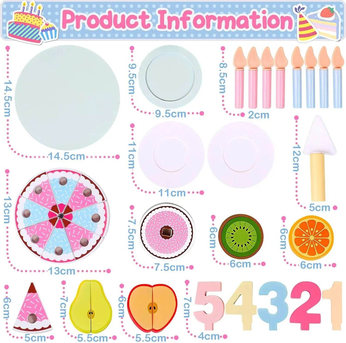 Wooden Kids Kitchen Toys Simulation Birthday Cake Toy Pretend Play Cutting Food Game Children Role Play Toy Gifts for Boy Girl - AIAZ