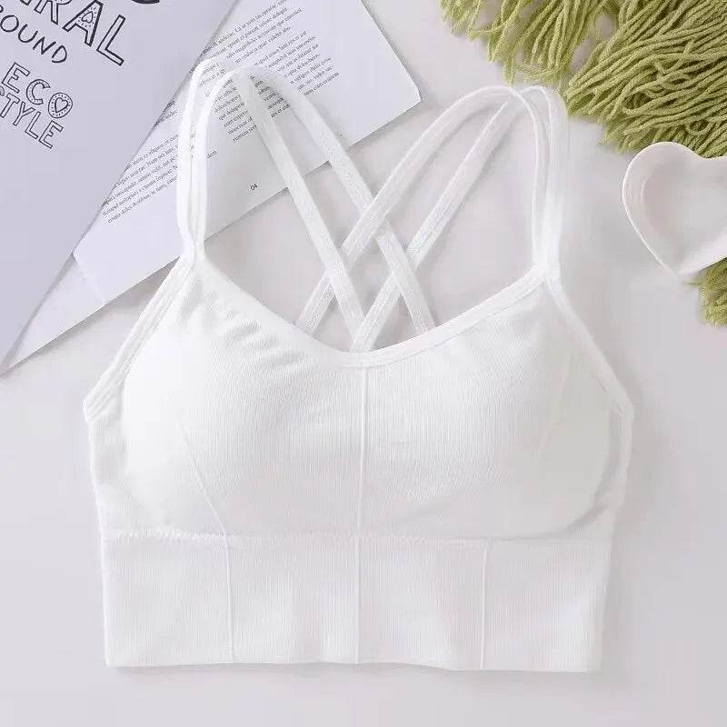 Sexy Women Tops Back Cross Strap Tank Top Push Up Running Sports Bra Breathable Soft Fitness Beauty Solid Color Yoga Bra - AIAZ