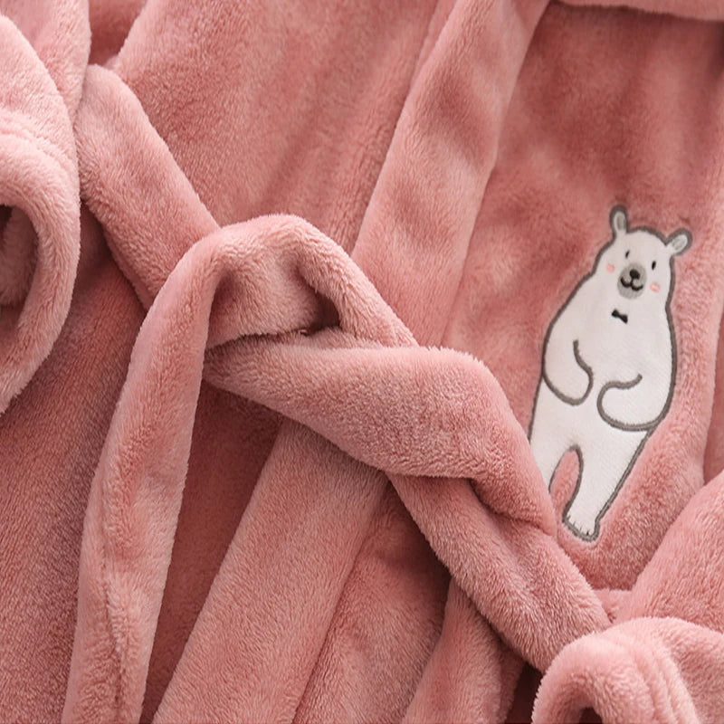 Kids Soft Pajamas Children's Winter Flannel Bathrobe 2023 New Cartoon Cute Sleepwear Boys Girls Autumn Robes Hooded Homewear