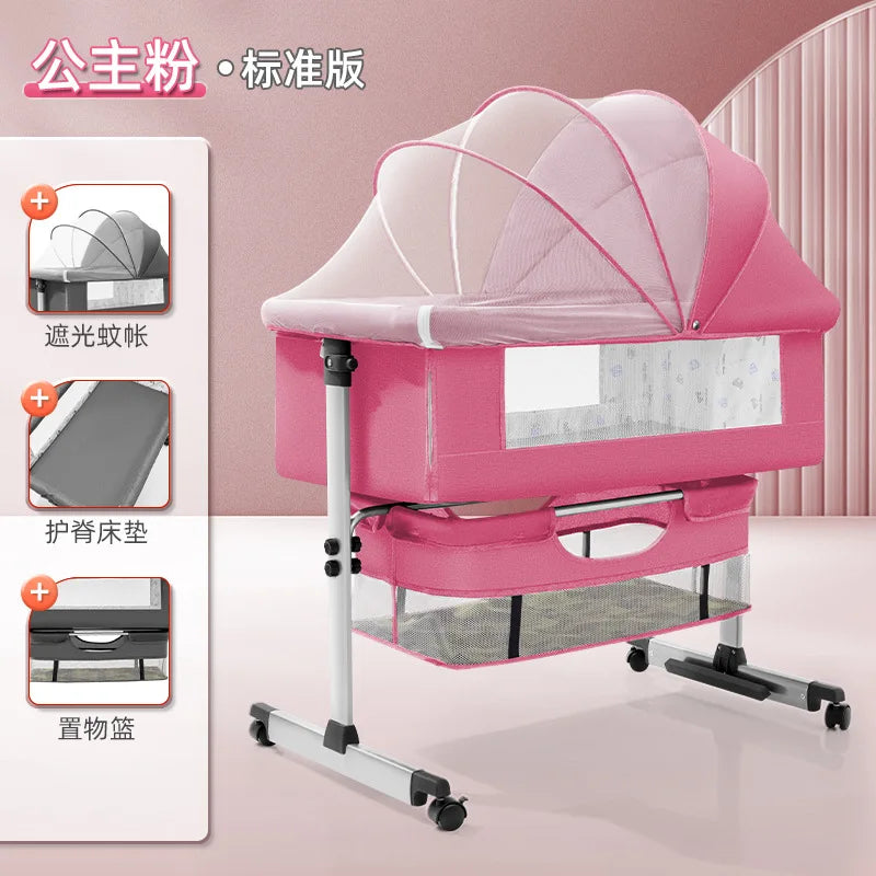Crib Newborn Bed Splicing Big Bed Baby Crib Multi-functional Mobile Foldable