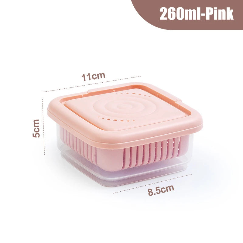 Double-layer Refrigerator Storage Box Ginger Scallion Onion Containers Sealed Fruits Vegetables Drain Crisper Kitchen Supplies