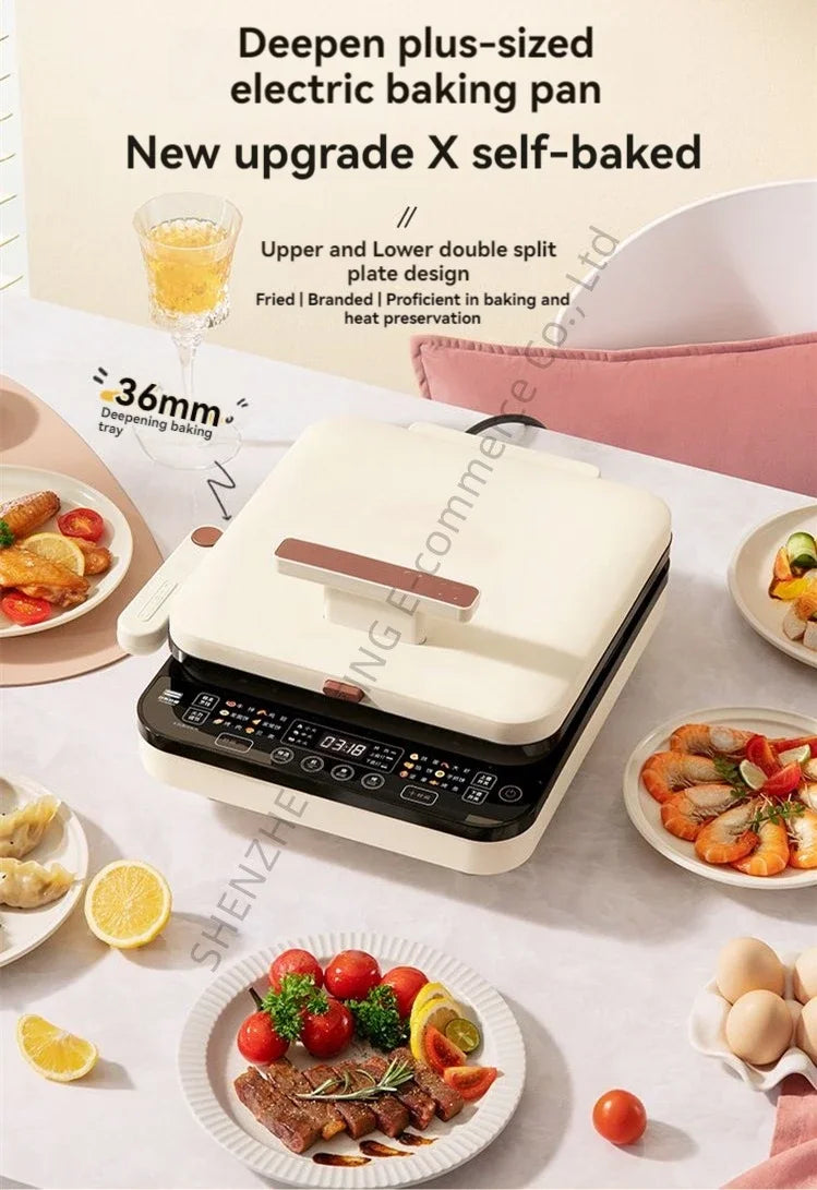 Home Appliance The Upper And Lower Plates Of The Electric Baking Pan Can Be Disassembled And Washed To Deepen The Plate