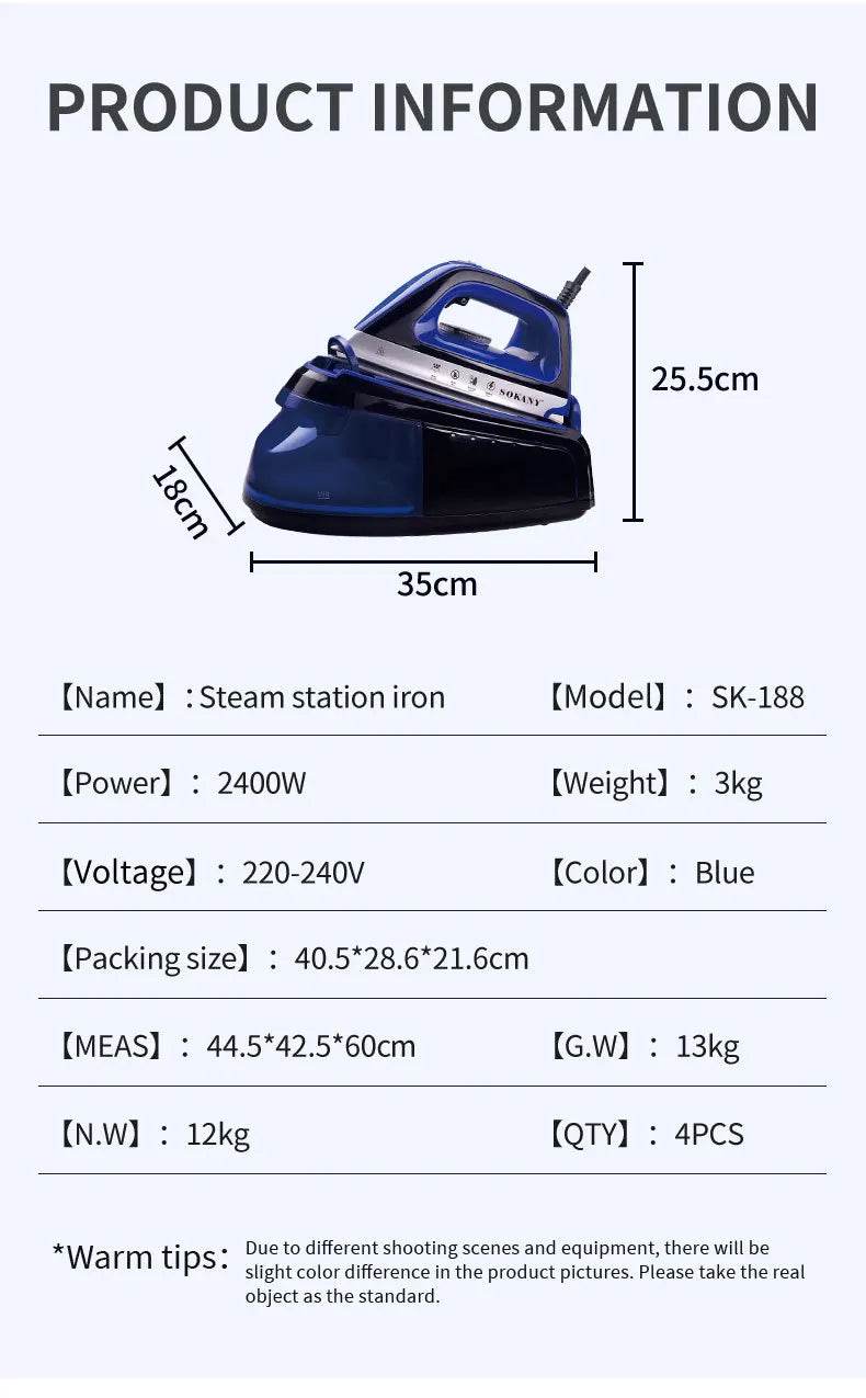 Portable 360-Degree Freestyle Dry/Steam Iron, Non-Stick Soleplate, Anti-Calc and Anti-Drip, Power Base and Carrying/Storage Case - AIAZ
