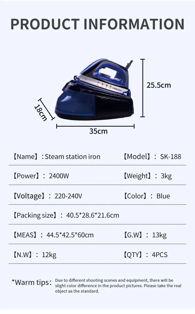 Portable 360-Degree Freestyle Dry/Steam Iron, Non-Stick Soleplate, Anti-Calc and Anti-Drip, Power Base and Carrying/Storage Case