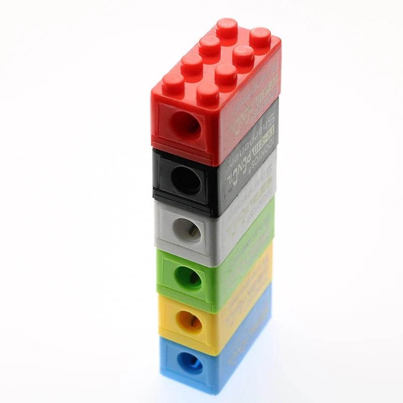 5-50pcs Building Blocks Pencil Sharpener Cartoon Plastic Children's Office And School Supplies Student Stationery Random Supply - AIAZ