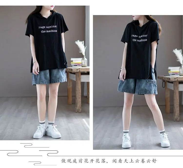 Summer Thin High-waisted Retro Denim Shorts for Women Loose Mid-pants New Wide-leg Large Pocket Five-point Pants - AIAZ