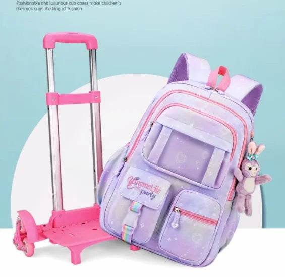 School Rolling backpack Bags school wheeled backpack for girls kids School trolley bag for girls school bag wheels for girls - AIAZ