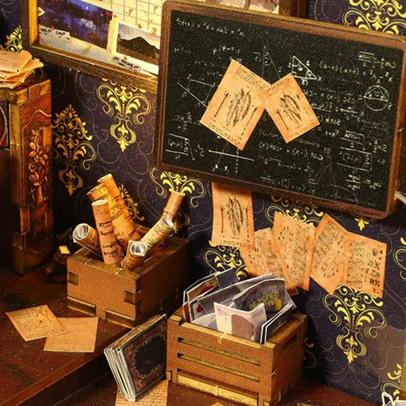 DIY Book Nook Kit Miniature Doll House With LED Light 3D Puzzle Model Building Wooden Bookshelf Bookend Toy Adults Birthday Gift - AIAZ