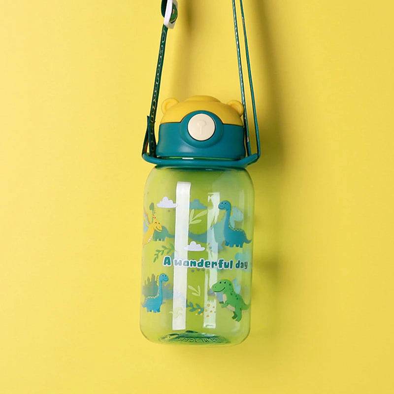 600ml Kids Water Sippy Cup Kids Water Bottle with Straw and Handle Portable Drinking Bottle Cup Children Outdoor Cups - AIAZ