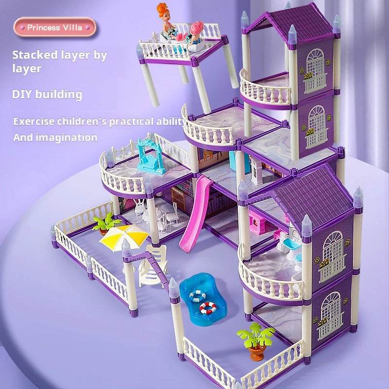 3D DIY Fantasy Princess Castle Villa Assembly Doll House Set Toys, Girls Home Toys & 3D Kids Toys - AIAZ
