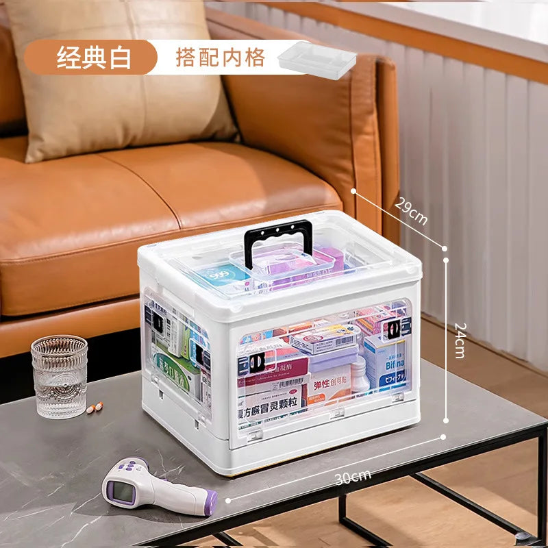 Medicine  Large Capacity Household Storage Box Transparent Emergency Medicine Box Foldable Multi-functional Sorting Box