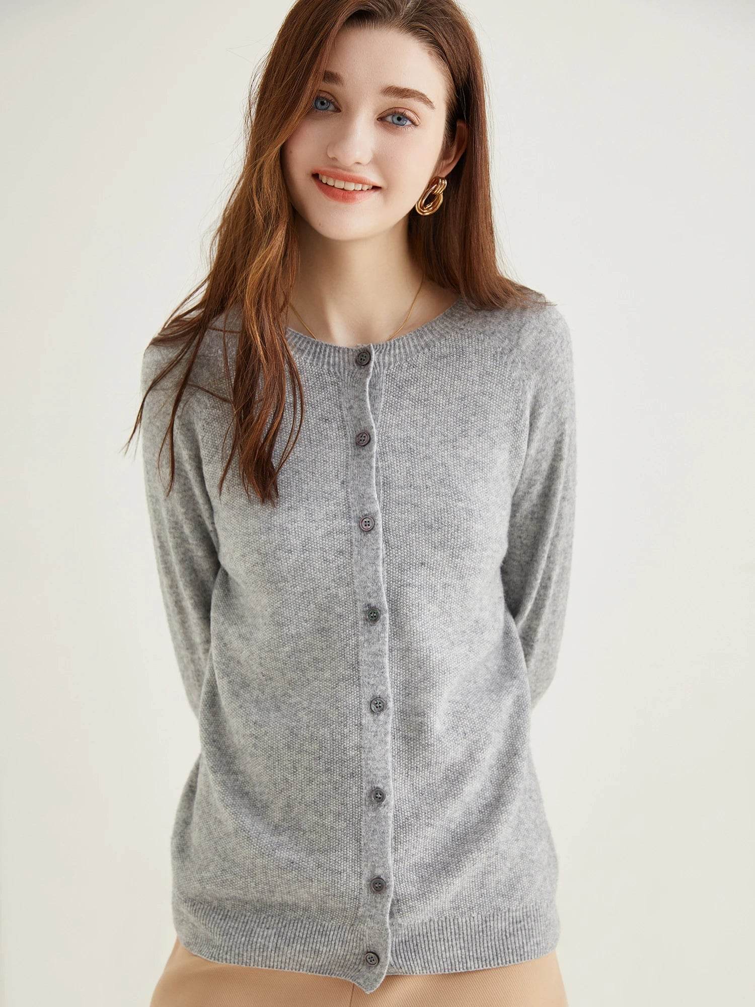 Knit Cardigan for Women Sweater Woman Long Sleeve Top 100% Wool Cardigans Sweaters Vintage Coat Knitwears Jacket Female Clothing - AIAZ