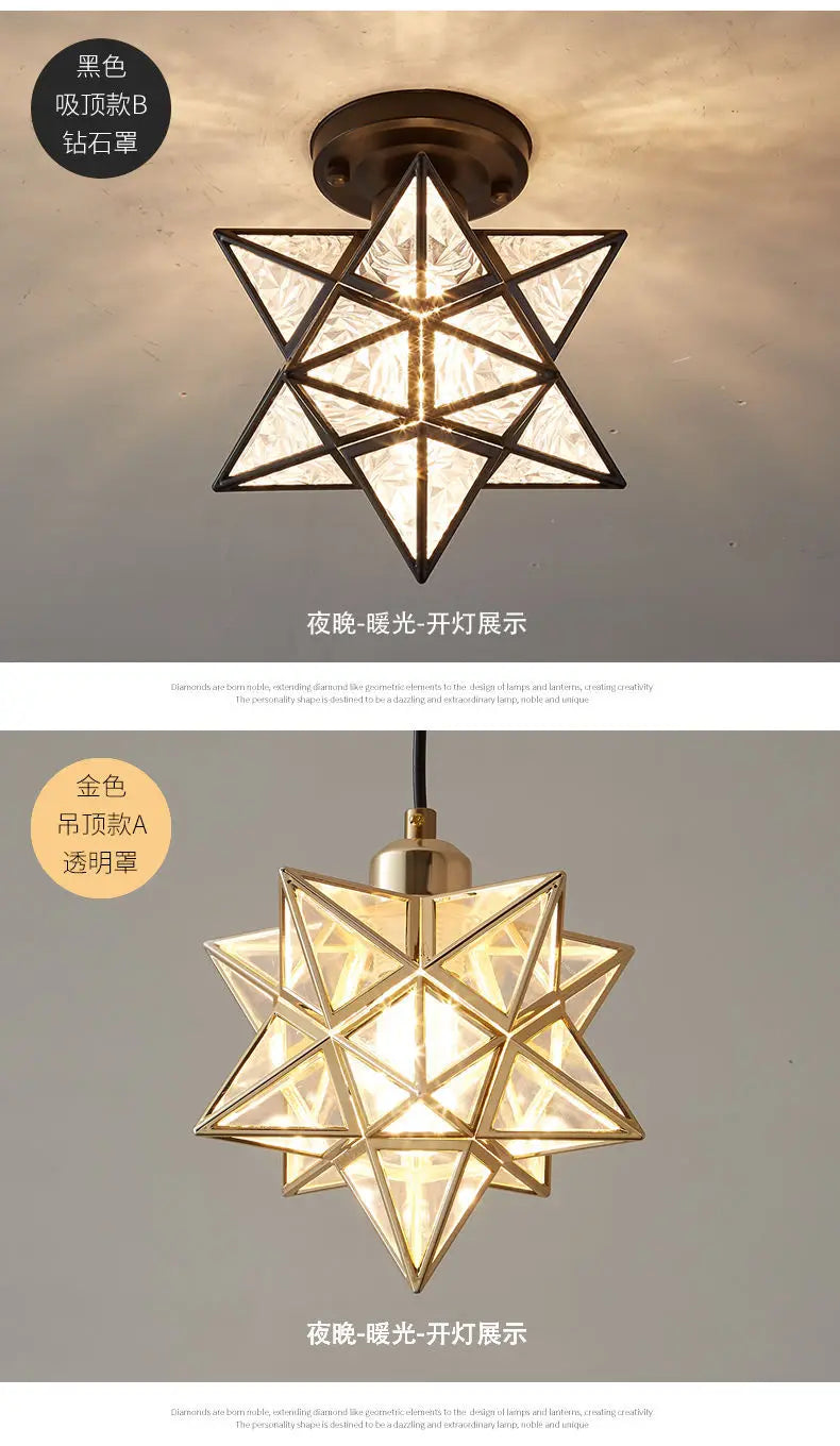 Lamps for Living Room Decor Five-pointed Star Ceiling Modern Balcony Corridor Porch Fashion Network Red Star  Ceiling Light