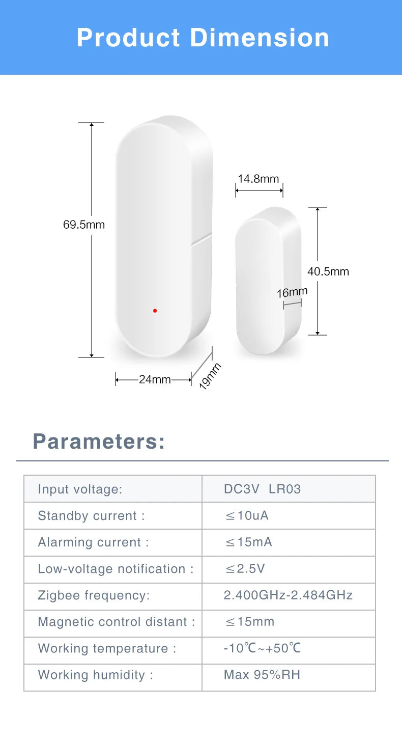 Zigbee Smart Door Window Sensor Open/Closed Detectors EWeLink App Control Security Alarm Work With Alexa Google Home