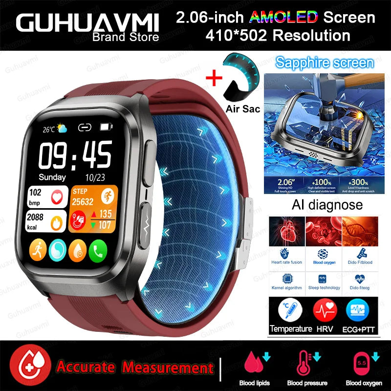 2025 New For HUAWEI Air Bag Smart Watch Men Blood Fat ECG+PPG Blood Pressure Broadcast NFC HD BT Call Health Smart Watch Woman
