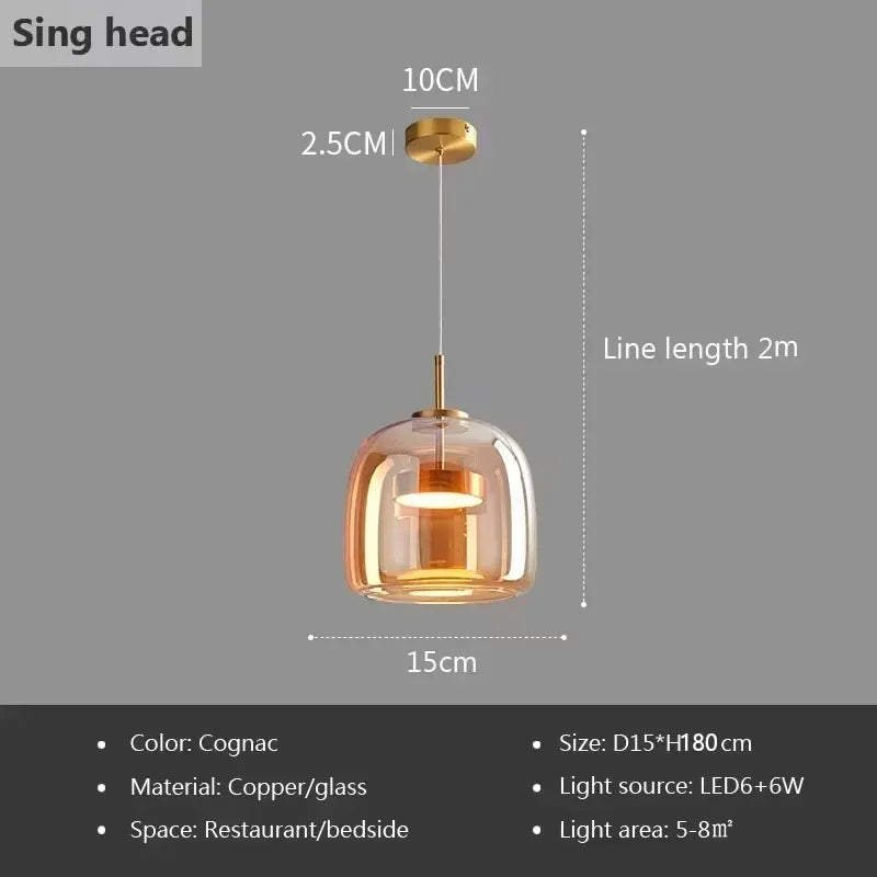 Nordic Glass Restaurant Pendant Lamp Simple Bar Hanging Lamp Dining Room Table  Ceiling Light