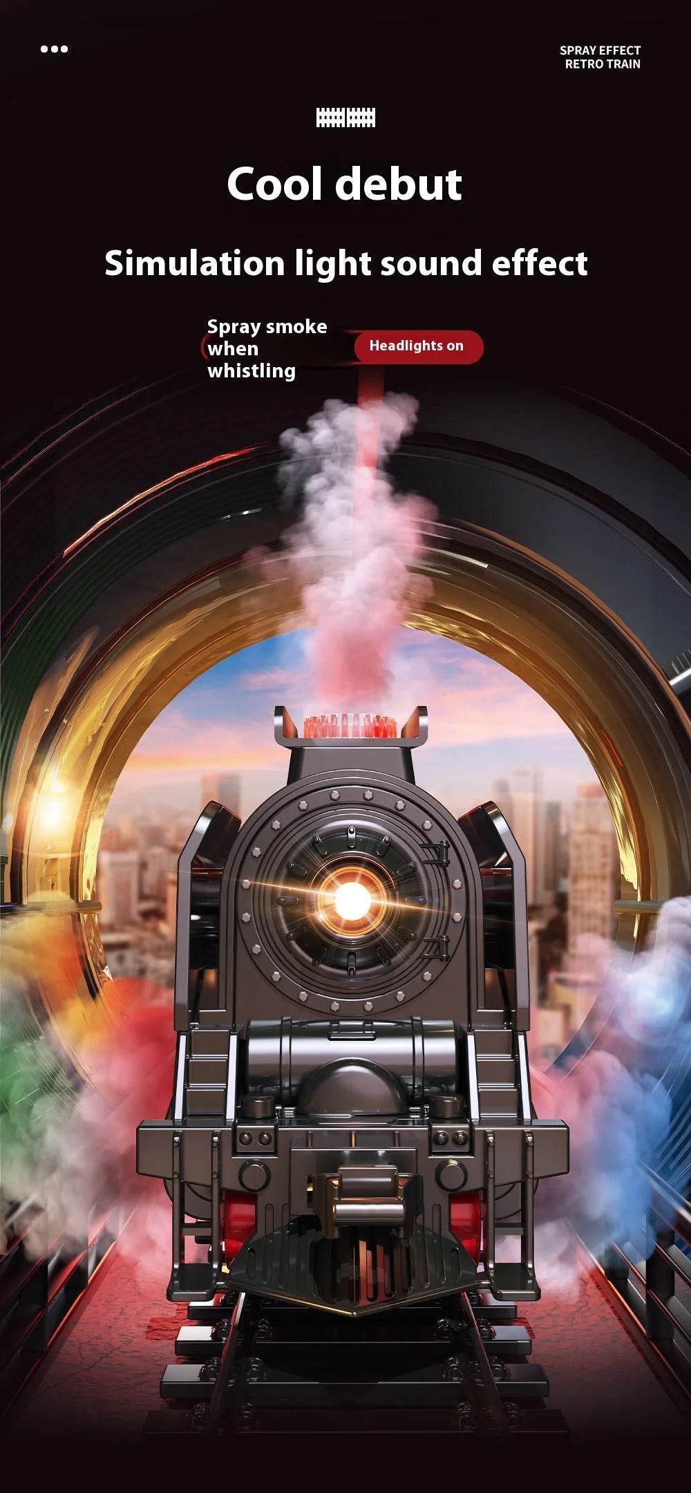 Electric Remote Control Steam Train Toy Green Children's Small Train Color Box Boy's Birthday Gift - AIAZ