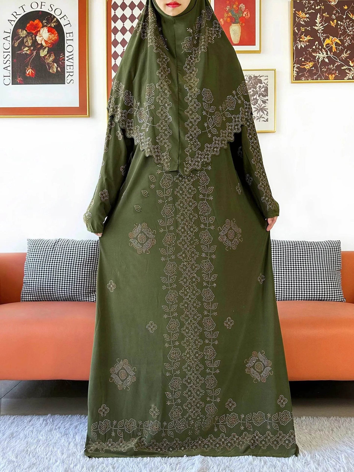 Muslim Two Piece Set Hijab Prayer Dress Fashion Abaya Set Women Prayer Garment Hijab Long Khimar Long Dress Sets Islamic Ramadan - AIAZ