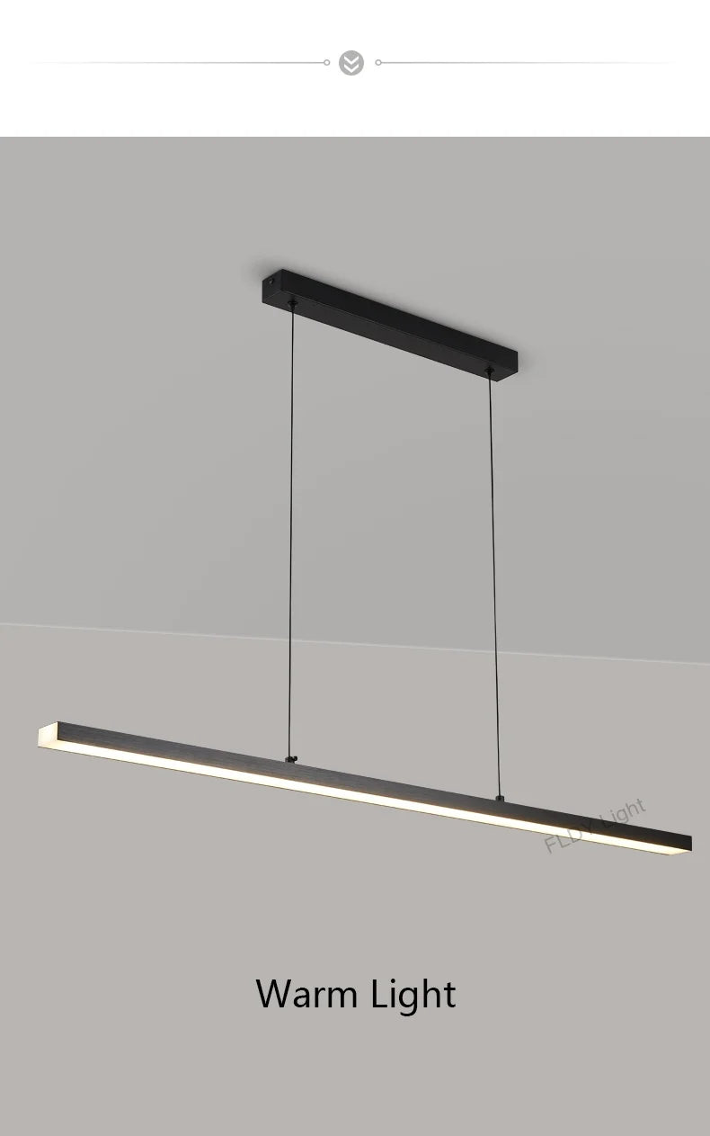 Long strip restaurant chandelier simple modern one-line minimalist ultra-thin bar desk chandelier designer dining table chandeli