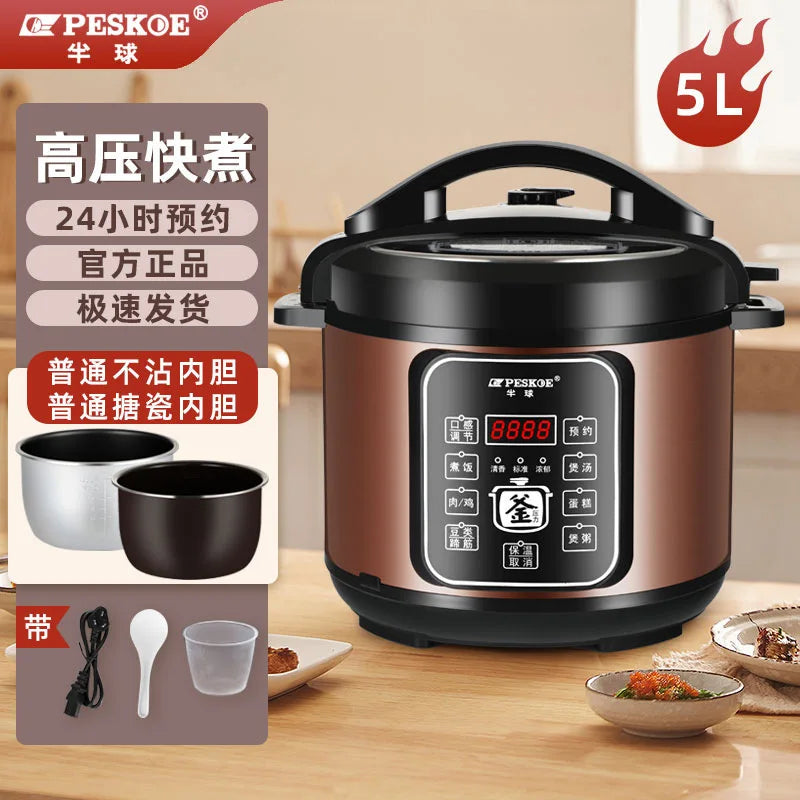 ‌6L Dual Stainless Steel Pot Electric Cooker,Multifunctional Digital Pressure Cooker,Smart Rice Steamer 5L Capacity Cooking Pot