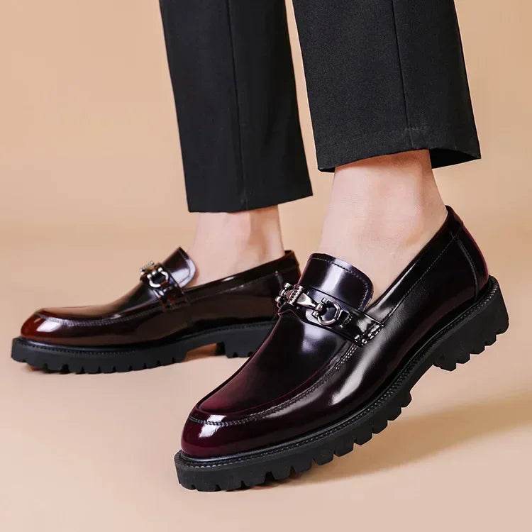 Men's Business Formal Leather Shoes Man Casual Leather Shoes Loafers Casual Business Wedding Shoes for Men Round Toe Slip-On - AIAZ