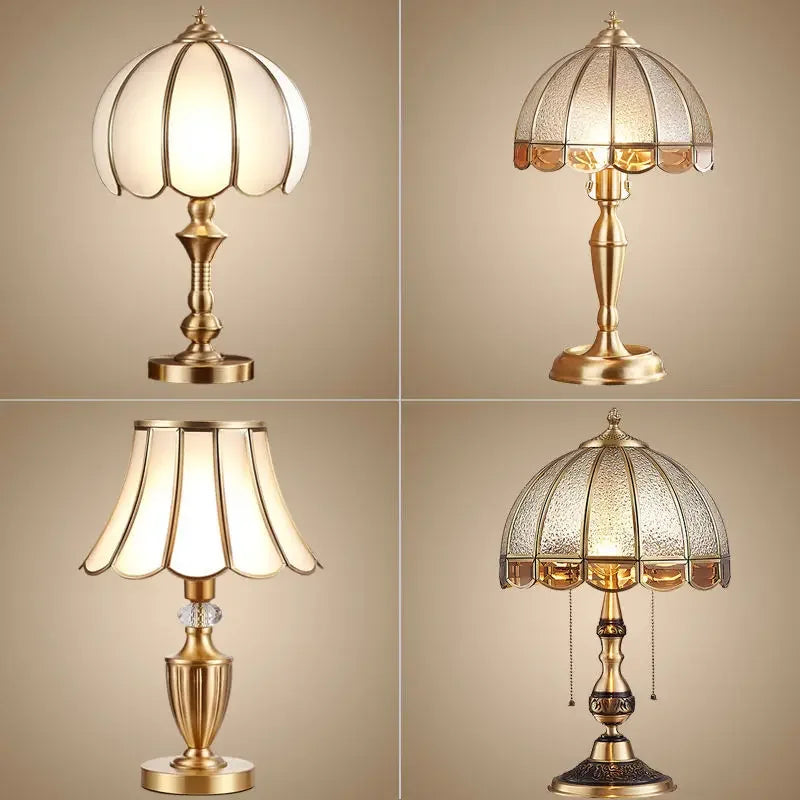 TEMAR Brass Table Lights  Modern European Creative Luxury Glass Copper Desk Lamp For Home Living Room Study Bedroom LED lamp