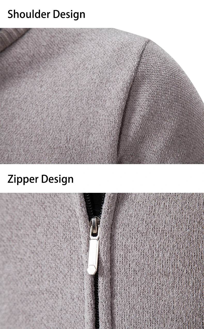 2023 Knitwear Spring and Autumn Men's Stand-up Collar Thick Warm Cardigan Sweater Winter Loose Casual Coat - AIAZ