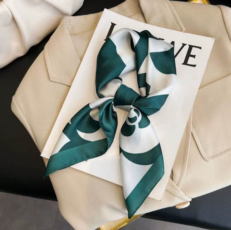 Women Fashion Versatile New Silk Scarves 70x70cm Square Scarf Korean Version Neck Protection Spring and Autumn Vintage Scarf - AIAZ