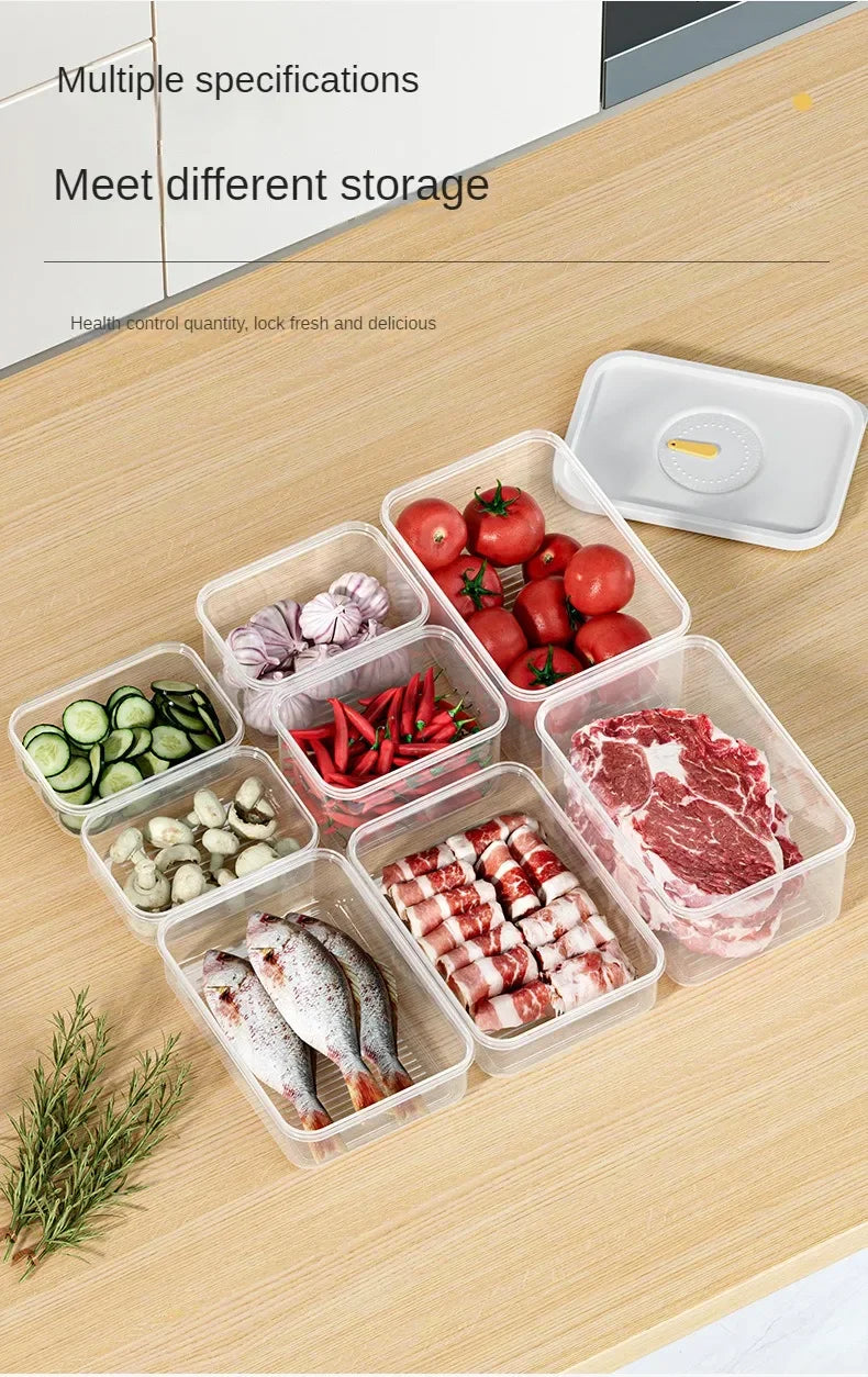 6PCS Thickened Storage Boxes Refrigerator Frozen Meat Dispenser Food Grade Crisper Food Seal Timing Box Kitchen Storage Supplies