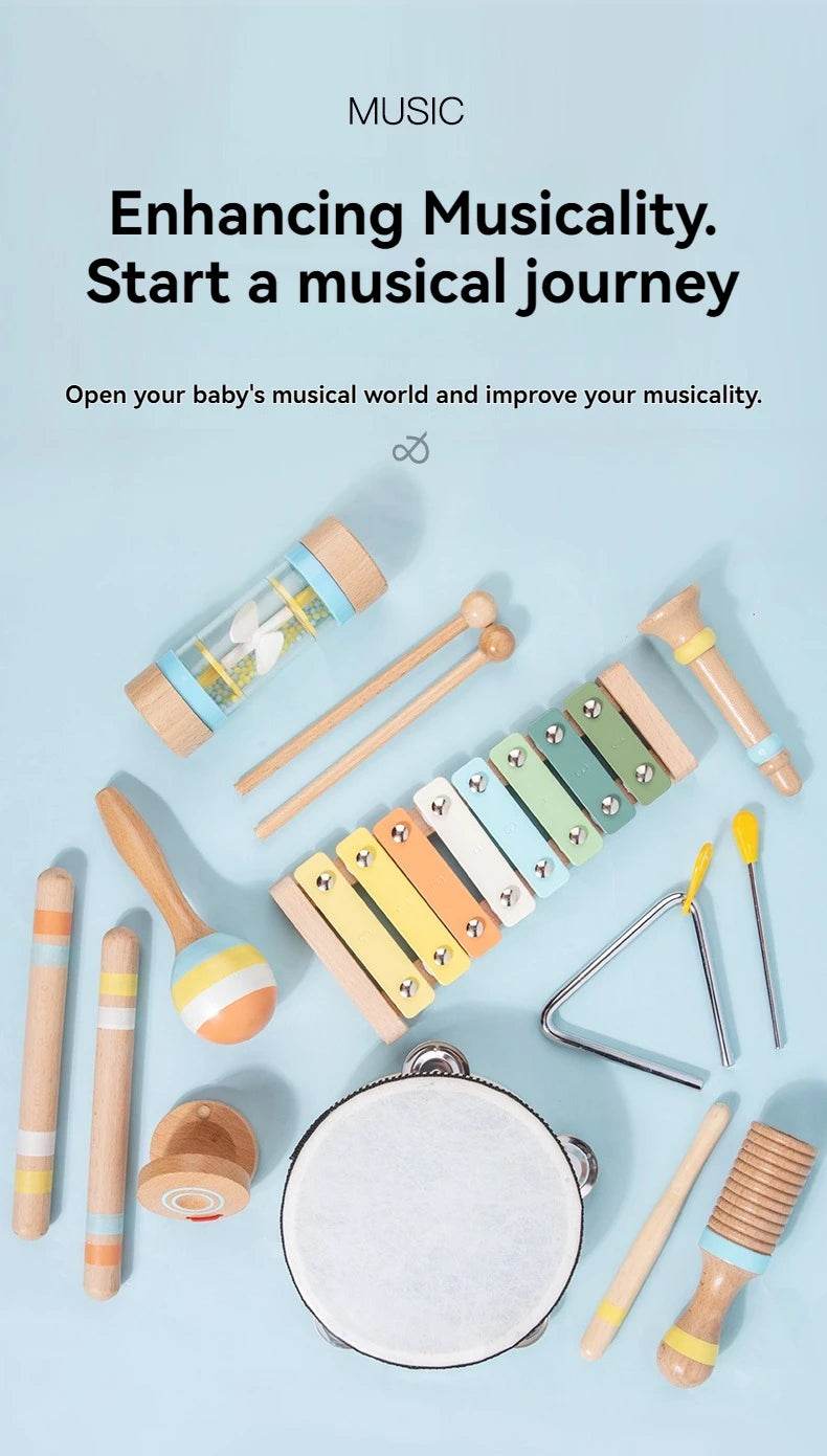 Interactive Musical Toy Wooden Toys Child Percussion Instruments Early Educational Toys Birthday Gifts for Toddlers Girl Boy - AIAZ