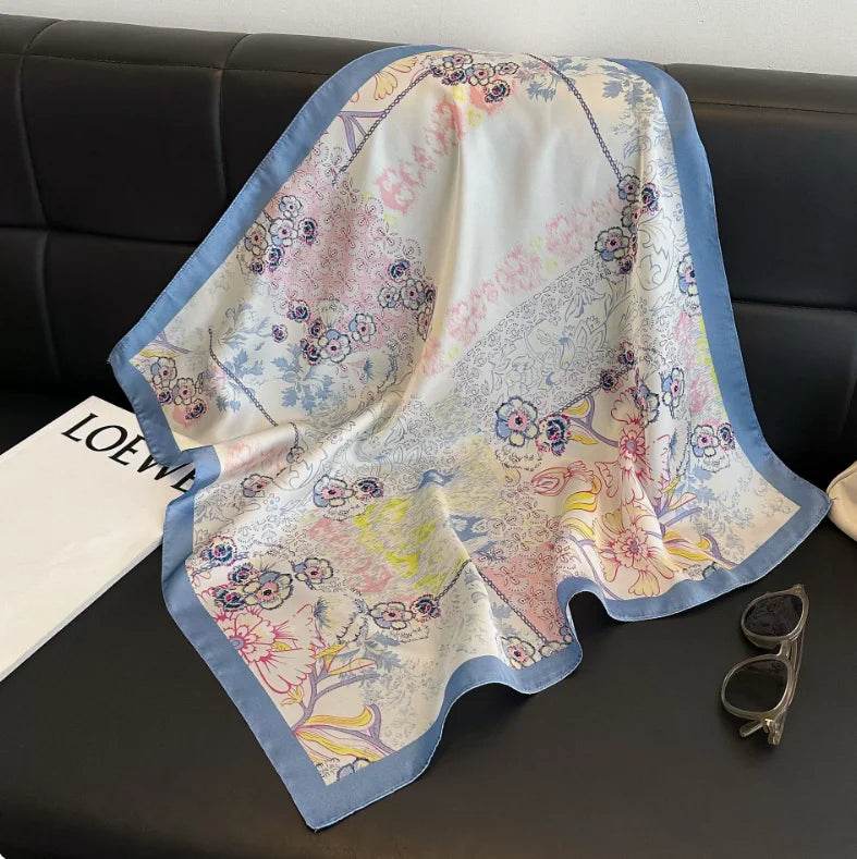 Women Fashion Versatile New Silk Scarves 70x70cm Square Scarf Korean Version Neck Protection Spring and Autumn Vintage Scarf - AIAZ