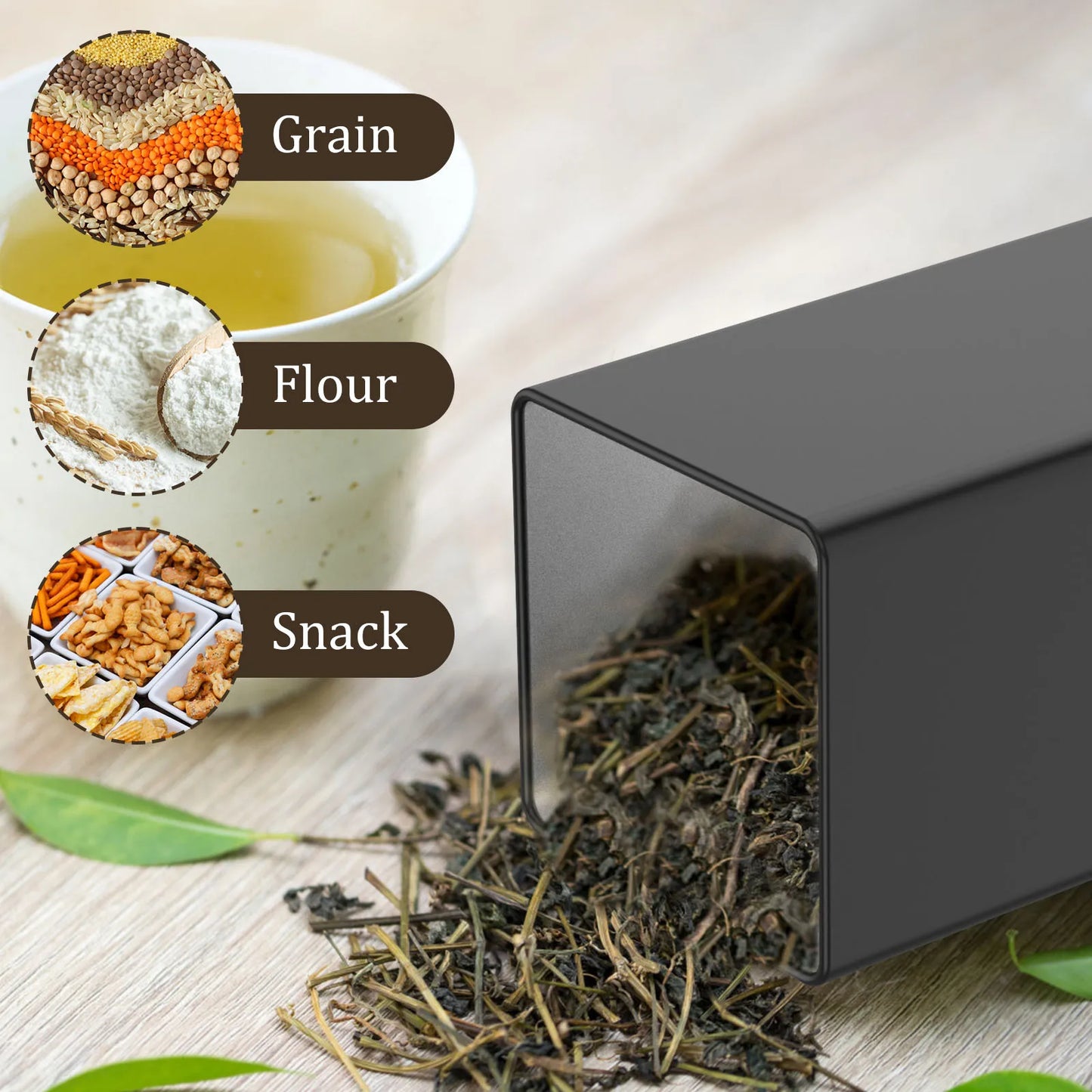 Coffee Bean Storage Jar Metal Coffee Tea Sugar Container Simple Style Sealed Storage with Bamboo Lid Tea Can Kitchen Supplies