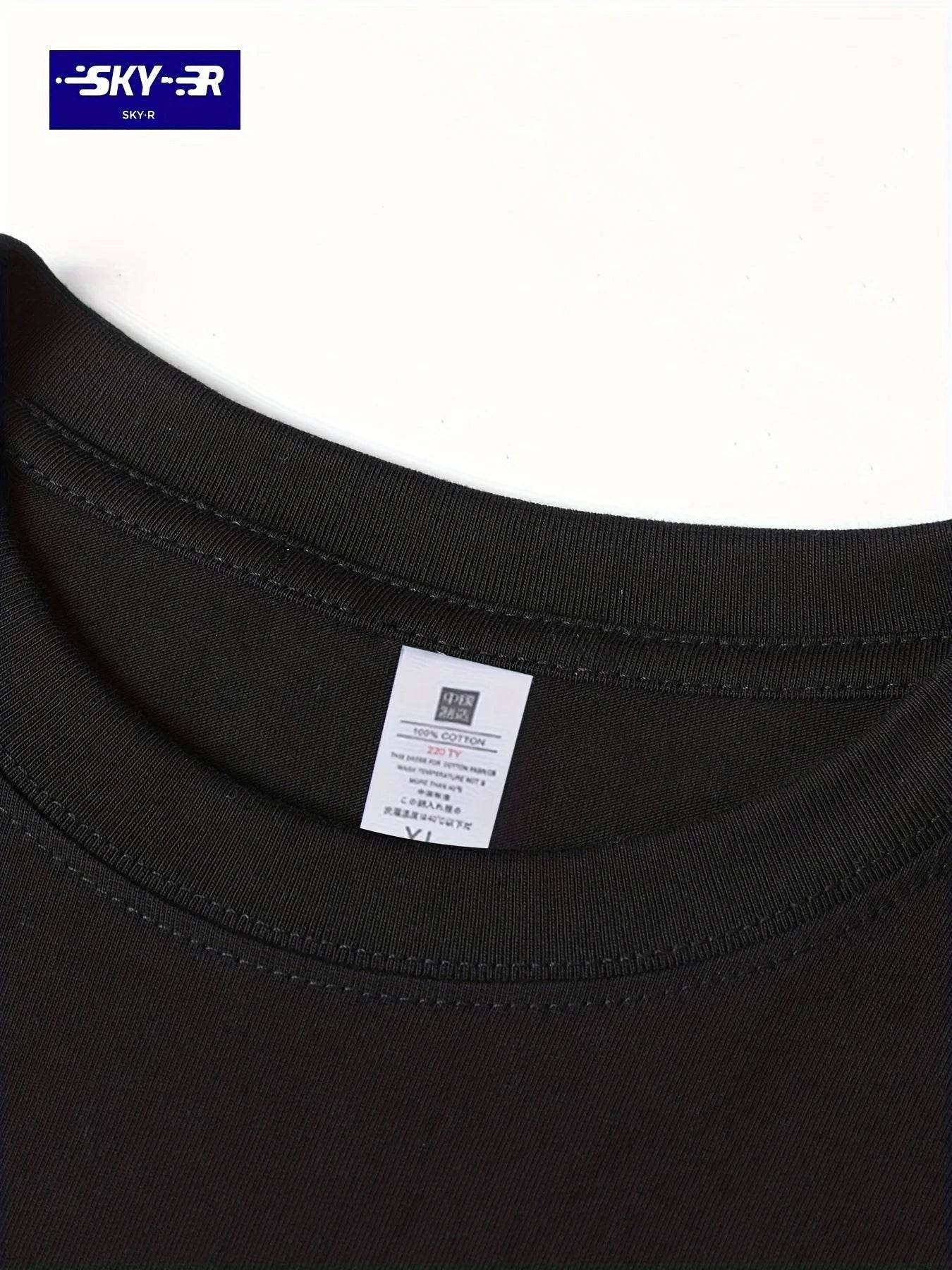 Summer Men's 100% Cotton Casual Sports Loose Large Size Letter Pattern Printed Comfortable Round Neck Short Sleeve T-shirt Top - AIAZ