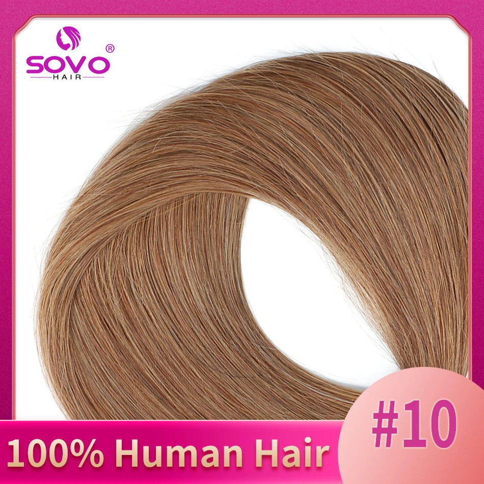 SOVO 100 Strands Nano Rings Human Hair Extensions Natural Blonde Micro Bead Loop Pre Bonded Remy European Straight Hair