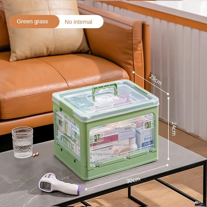 Medicine  Large Capacity Household Storage Box Transparent Emergency Medicine Box Foldable Multi-functional Sorting Box